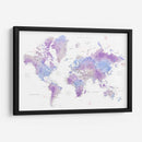 Mapa mundial en acuarela con ciudades Gina - Rosana Laiz Blursbyai | Cuadro decorativo de Canvas Lab