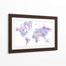 Mapa mundial en acuarela con ciudades Gina - Rosana Laiz Blursbyai | Cuadro decorativo de Canvas Lab