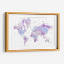 Mapa mundial en acuarela con ciudades Gina - Rosana Laiz Blursbyai | Cuadro decorativo de Canvas Lab
