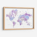 Mapa mundial en acuarela con ciudades Gina - Rosana Laiz Blursbyai | Cuadro decorativo de Canvas Lab