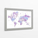 Mapa mundial en acuarela con ciudades Gina - Rosana Laiz Blursbyai | Cuadro decorativo de Canvas Lab