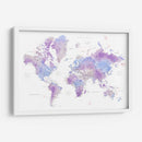 Mapa mundial en acuarela con ciudades Gina - Rosana Laiz Blursbyai | Cuadro decorativo de Canvas Lab