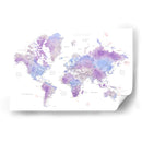Mapa mundial en acuarela con ciudades Gina - Rosana Laiz Blursbyai | Cuadro decorativo de Canvas Lab