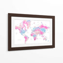 Mapa mundial en acuarela con ciudades Keahi - Rosana Laiz Blursbyai | Cuadro decorativo de Canvas Lab