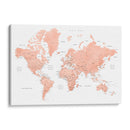 Mapa mundial de oro rosa con ciudades Hadi - Rosana Laiz Blursbyai | Cuadro decorativo de Canvas Lab