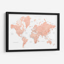 Mapa mundial de oro rosa con ciudades Hadi - Rosana Laiz Blursbyai | Cuadro decorativo de Canvas Lab