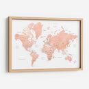 Mapa mundial de oro rosa con ciudades Hadi - Rosana Laiz Blursbyai | Cuadro decorativo de Canvas Lab