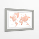 Mapa mundial de oro rosa con ciudades Hadi - Rosana Laiz Blursbyai | Cuadro decorativo de Canvas Lab