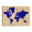 Mapa del mundo rústico con ciudades Korinne - Rosana Laiz Blursbyai | Cuadro decorativo de Canvas Lab