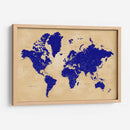 Mapa del mundo rústico con ciudades Korinne - Rosana Laiz Blursbyai | Cuadro decorativo de Canvas Lab