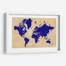 Mapa del mundo rústico con ciudades Korinne - Rosana Laiz Blursbyai | Cuadro decorativo de Canvas Lab