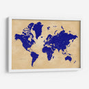 Mapa del mundo rústico con ciudades Korinne - Rosana Laiz Blursbyai | Cuadro decorativo de Canvas Lab