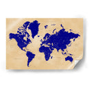 Mapa del mundo rústico con ciudades Korinne - Rosana Laiz Blursbyai | Cuadro decorativo de Canvas Lab