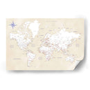 Mapa del mundo rústico con ciudades Deuce - Rosana Laiz Blursbyai | Cuadro decorativo de Canvas Lab