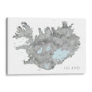 Isla - Mapa de Islandia en acuarela gris con etiquetas nativas - Rosana Laiz Blursbyai | Cuadro decorativo de Canvas Lab
