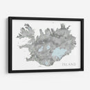 Isla - Mapa de Islandia en acuarela gris con etiquetas nativas - Rosana Laiz Blursbyai | Cuadro decorativo de Canvas Lab