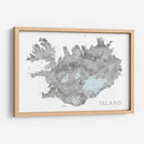 Isla - Mapa de Islandia en acuarela gris con etiquetas nativas - Rosana Laiz Blursbyai | Cuadro decorativo de Canvas Lab