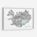 Isla - Mapa de Islandia en acuarela gris con etiquetas nativas - Rosana Laiz Blursbyai | Cuadro decorativo de Canvas Lab