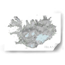 Isla - Mapa de Islandia en acuarela gris con etiquetas nativas - Rosana Laiz Blursbyai | Cuadro decorativo de Canvas Lab