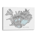Isla - Mapa en blanco de Islandia en acuarela gris - Rosana Laiz Blursbyai | Cuadro decorativo de Canvas Lab