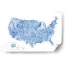 Mapa acuarela azul de EUA con estados y capitales de estado - Rosana Laiz Blursbyai | Cuadro decorativo de Canvas Lab