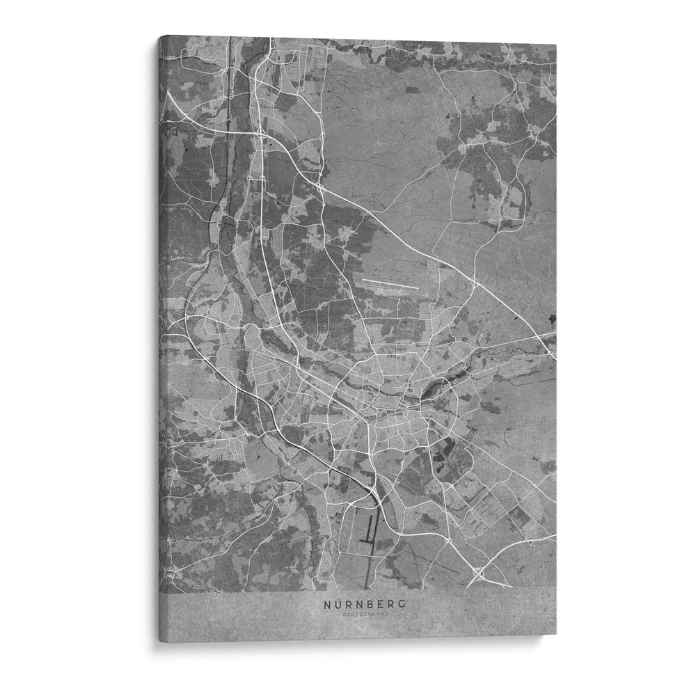 Mapa vintage gris de Nurnberg Alemania - Rosana Laiz Blursbyai | Cuadro decorativo de Canvas Lab