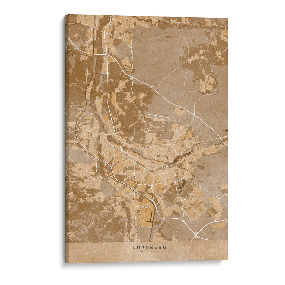 Mapa vintage sepia de Nurnberg Alemania - Rosana Laiz Blursbyai | Cuadro decorativo de Canvas Lab