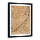 Mapa vintage en sepia del centro de Munchen, Alemania - Rosana Laiz Blursbyai | Cuadro decorativo de Canvas Lab