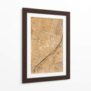 Mapa vintage en sepia del centro de Munchen, Alemania - Rosana Laiz Blursbyai | Cuadro decorativo de Canvas Lab