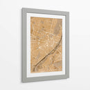 Mapa vintage en sepia del centro de Munchen, Alemania - Rosana Laiz Blursbyai | Cuadro decorativo de Canvas Lab