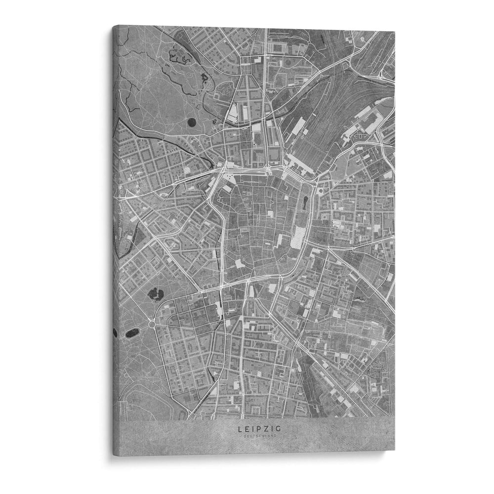 Mapa vintage gris de Leipzig Alemania - Rosana Laiz Blursbyai | Cuadro decorativo de Canvas Lab