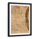 Mapa vintage sepia del centro de Koln, Alemania - Rosana Laiz Blursbyai | Cuadro decorativo de Canvas Lab
