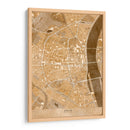 Mapa vintage sepia del centro de Koln, Alemania - Rosana Laiz Blursbyai | Cuadro decorativo de Canvas Lab