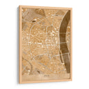 Mapa vintage sepia del centro de Koln, Alemania - Rosana Laiz Blursbyai | Cuadro decorativo de Canvas Lab
