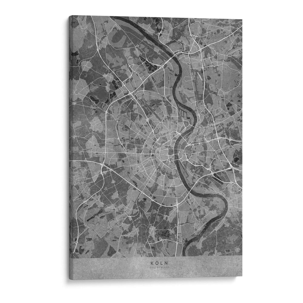 Mapa vintage gris de Koln Alemania - Rosana Laiz Blursbyai | Cuadro decorativo de Canvas Lab