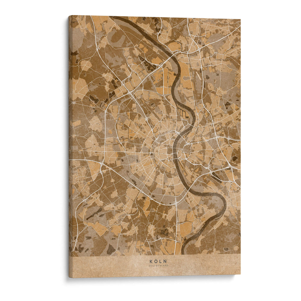Mapa vintage sepia de Koln Alemania - Rosana Laiz Blursbyai | Cuadro decorativo de Canvas Lab