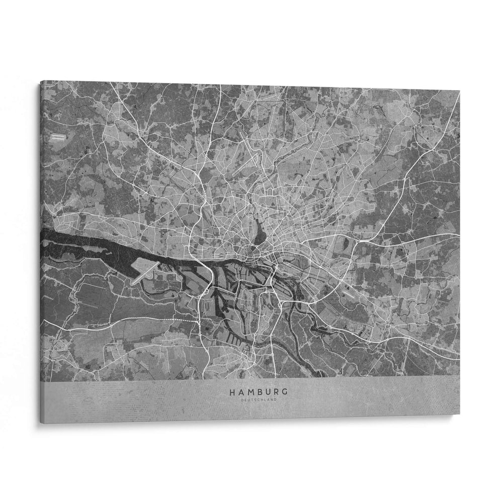 Mapa vintage gris de Hamburg Alemania - Rosana Laiz Blursbyai | Cuadro decorativo de Canvas Lab