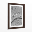 Mapa vintage gris del centro de Frankfurt Alemania - Rosana Laiz Blursbyai | Cuadro decorativo de Canvas Lab