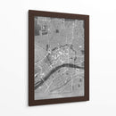 Mapa vintage gris del centro de Frankfurt Alemania - Rosana Laiz Blursbyai | Cuadro decorativo de Canvas Lab