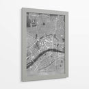 Mapa vintage gris del centro de Frankfurt Alemania - Rosana Laiz Blursbyai | Cuadro decorativo de Canvas Lab