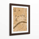Mapa vintage sepia del centro de Frankfurt Alemania - Rosana Laiz Blursbyai | Cuadro decorativo de Canvas Lab