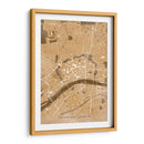 Mapa vintage sepia del centro de Frankfurt Alemania - Rosana Laiz Blursbyai | Cuadro decorativo de Canvas Lab