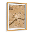 Mapa vintage sepia del centro de Frankfurt Alemania - Rosana Laiz Blursbyai | Cuadro decorativo de Canvas Lab
