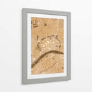 Mapa vintage sepia del centro de Frankfurt Alemania - Rosana Laiz Blursbyai | Cuadro decorativo de Canvas Lab