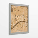 Mapa vintage sepia del centro de Frankfurt Alemania - Rosana Laiz Blursbyai | Cuadro decorativo de Canvas Lab