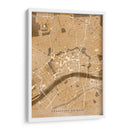 Mapa vintage sepia del centro de Frankfurt Alemania - Rosana Laiz Blursbyai | Cuadro decorativo de Canvas Lab