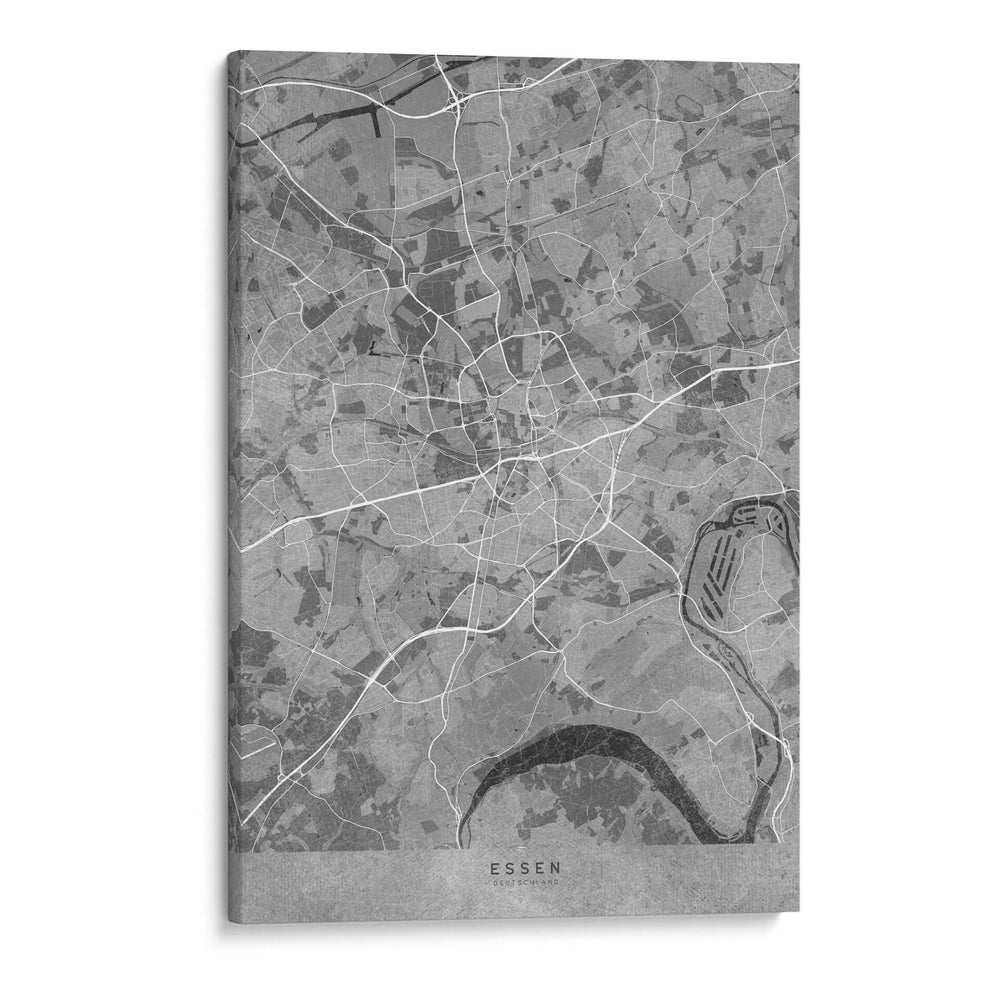 Mapa vintage gris de Essen Alemania - Rosana Laiz Blursbyai | Cuadro decorativo de Canvas Lab