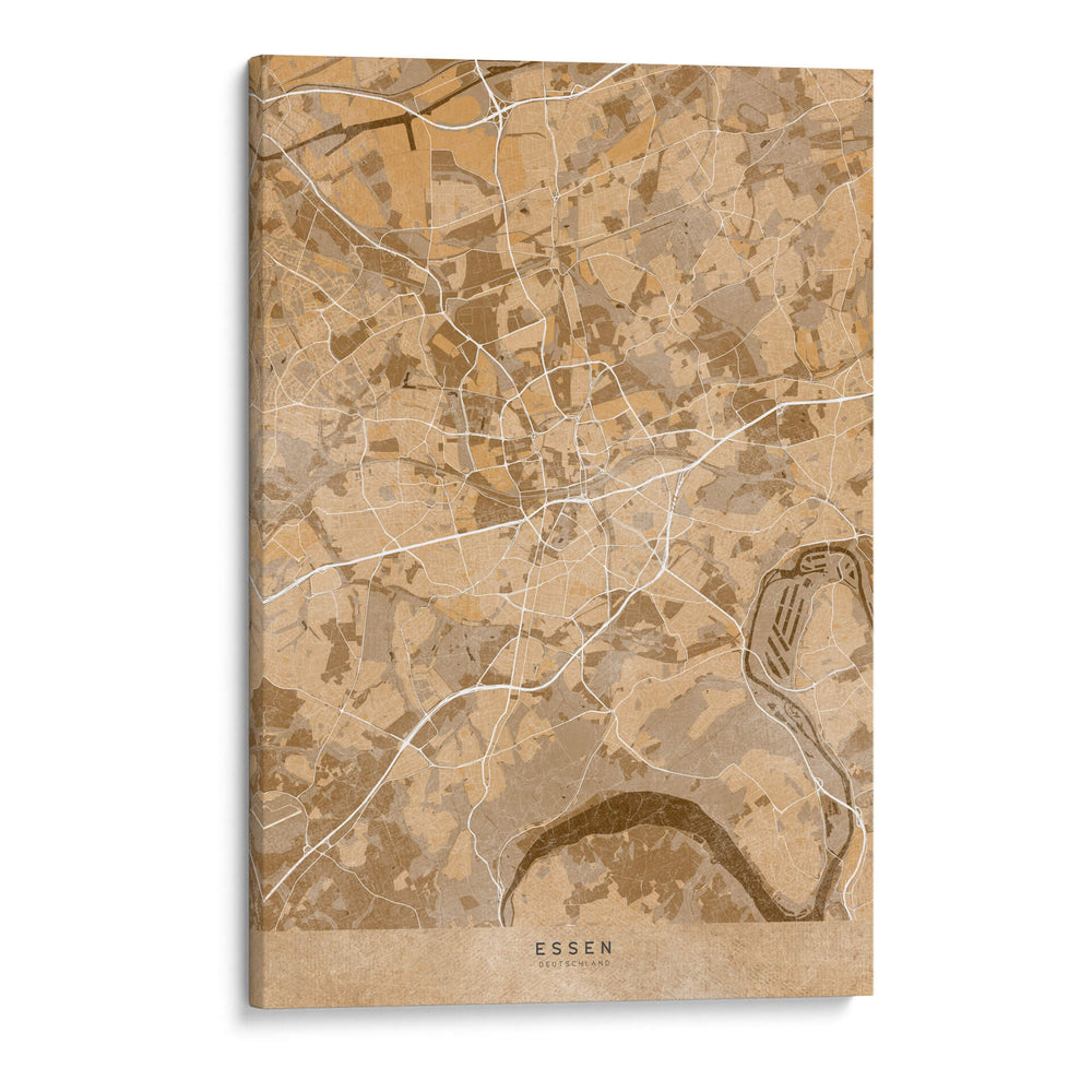Mapa vintage sepia de Essen Alemania - Rosana Laiz Blursbyai | Cuadro decorativo de Canvas Lab