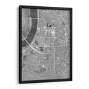 Mapa vintage gris del centro de Dusseldorf, Alemania - Rosana Laiz Blursbyai | Cuadro decorativo de Canvas Lab