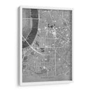 Mapa vintage gris del centro de Dusseldorf, Alemania - Rosana Laiz Blursbyai | Cuadro decorativo de Canvas Lab